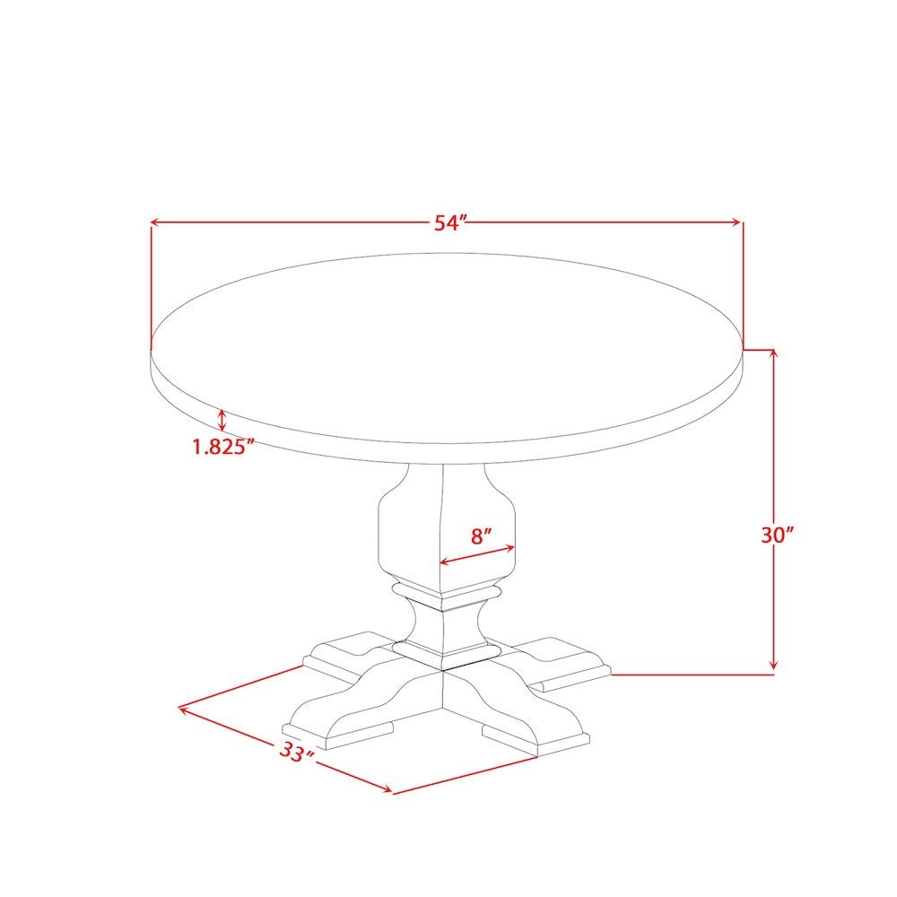5 Piece Dining Table Set Contains 54" Round Kitchen Table In Black Color