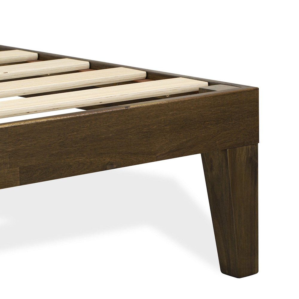 King Size Platform Bed with 4 Legs and 2 Extra Center Legs - Walnut Finish