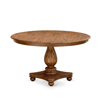 7 Piece Dinette Set Consists Of 54" Round Dining Table In Light Tan Color
