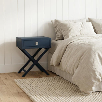 Navy Blue Nightstand with Modern Design and Durable Construction