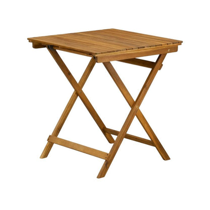 Oil-Finish 3-Piece Outdoor Patio Set with Wooden Folding Table and 2 Chairs