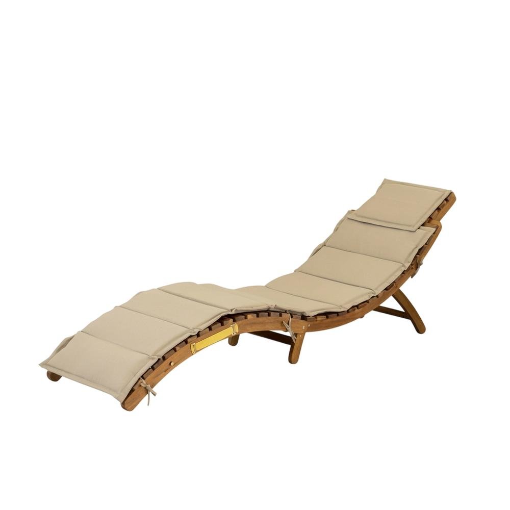 Oil-Treated Outdoor Lounge Chair with Weatherproof Wood and Comfortable Seating