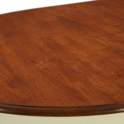 White Oval Pedestal Table, Butterfly Leaf Extension, Seats 6