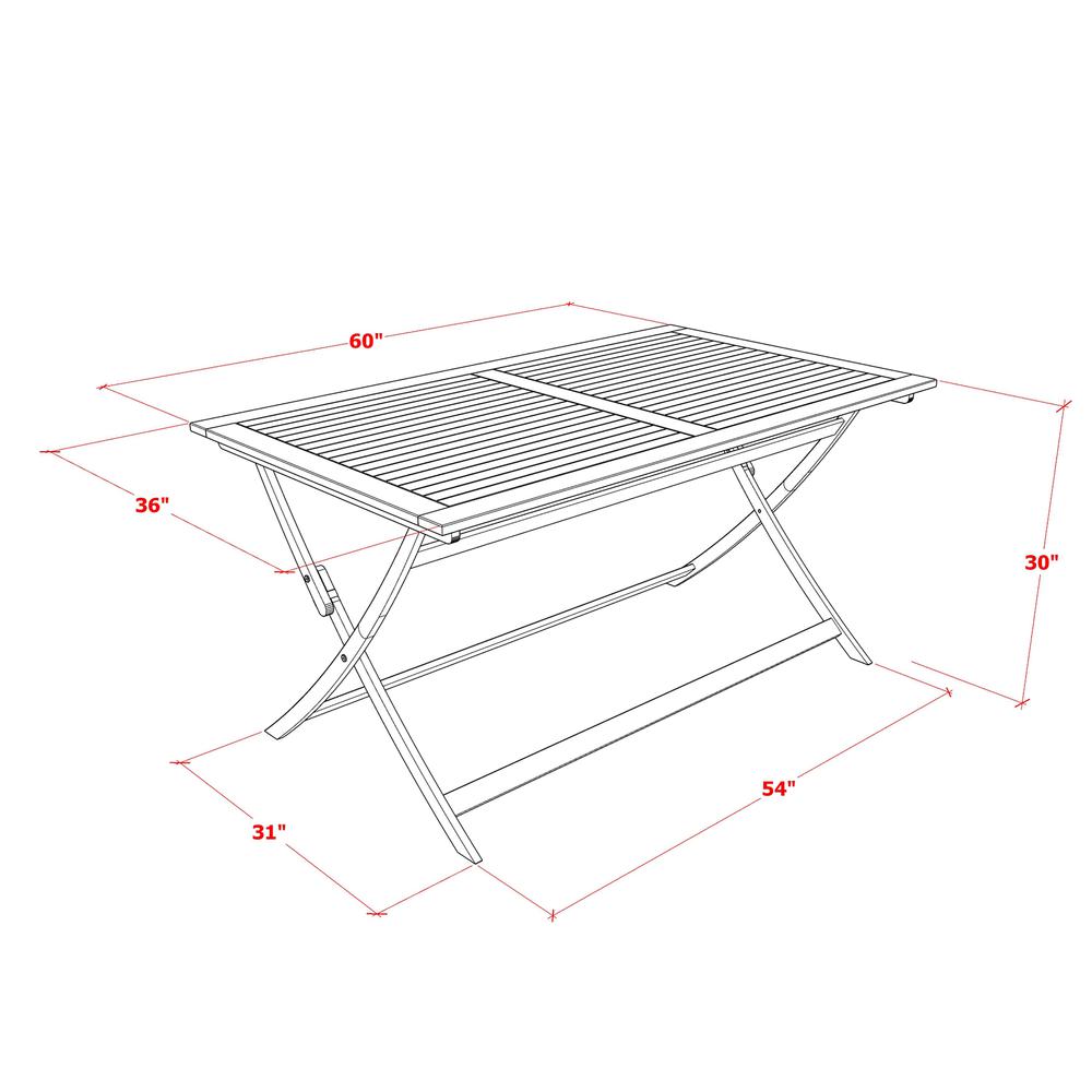 5 Piece Patio Dining Set Consist of a Rectangle Acacia Wood Table