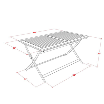 5 Piece Patio Dining Set Consist of a Rectangle Acacia Wood Table
