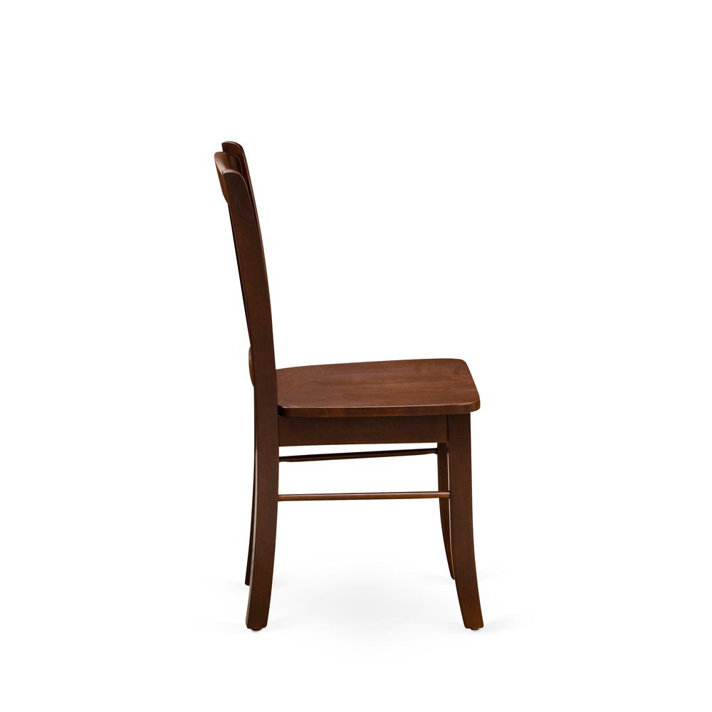 AMDL5-MAH-W - 5-Piece Modern Dining Set- 4 Dining Chair and Wood Dining Table - Wooden Seat and Slatted Chair Back - Mahogany Finish