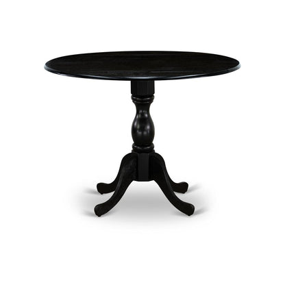 East West Furniture DMSI3-ABK-48 3 Piece Dining Set Consists of 1 Drop Leaves Dining Table and 2 Coffee Linen Fabric Dining Chair Button Tufted Back with Nail Heads - Wire Brushed Black Finish