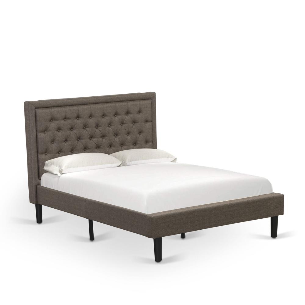 KD18F-1GA08 2 Piece Bedroom Set - Full Bed Brown Headboard with 1 Mid Century Nightstand - Black Finish Legs