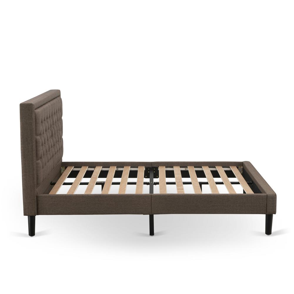 KD18Q-1GA08 2 Piece Queen Size Bed Set - Bed Frame Brown Headboard with 1 Wood Night Stand - Black Finish Legs