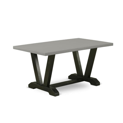 East West Furniture 7-Piece Kitchen Table Set Includes 6 Mid Century Modern Dining Chairs with Upholstered Seat and High Back and a Rectangular Modern Rectangular Dining Table - Black Finish