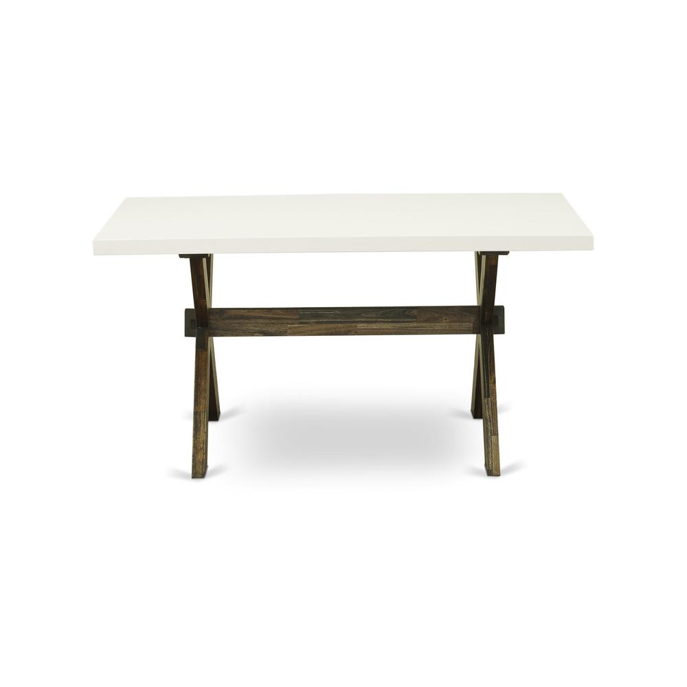 X726MZ748-7 - 7-Pc Dinette Set - 6 Parson dining room chairs and 1 Modern Dining Table (Distressed Jacobean Finish)