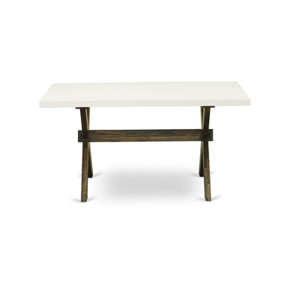 X726MZ748-7 - 7-Pc Dinette Set - 6 Parson dining room chairs and 1 Modern Dining Table (Distressed Jacobean Finish)