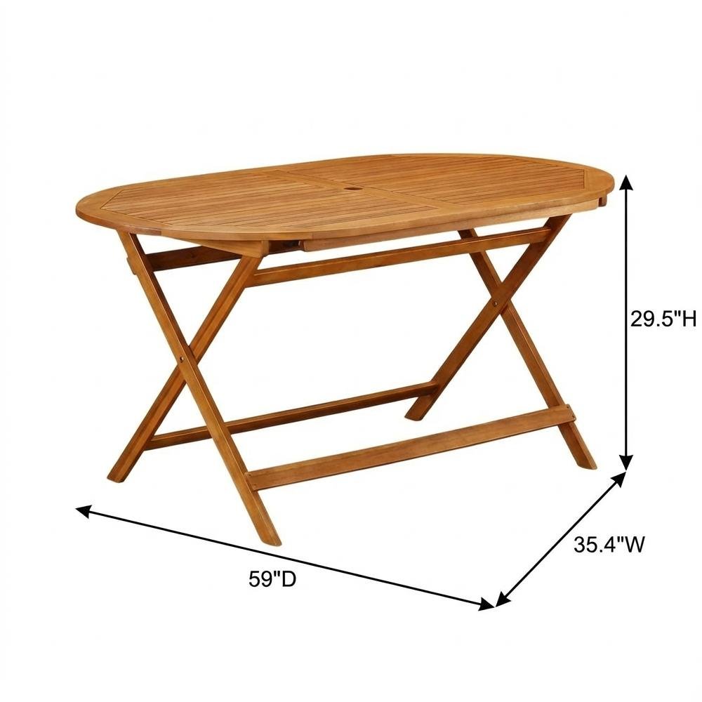 Oil-Finish Wooden Patio Set with Dining Table and 4 Outdoor Chairs