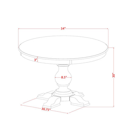 5 Piece Dining Table Set For 4 Contains 54" Round Table In Black Color