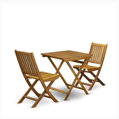 SECM3CWNA 3-Piece Outdoor Dining Set Contains a Wooden Folding Dining Table and 2 Camping Side Chairs - Natural Oil Finish