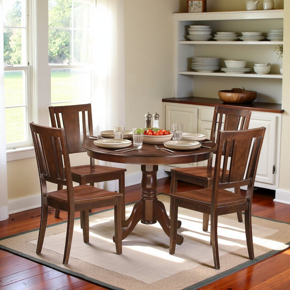 Solid Wood 5 Pc Breakfast Nook Table Set with Kitchen Table Chairs Set of 4