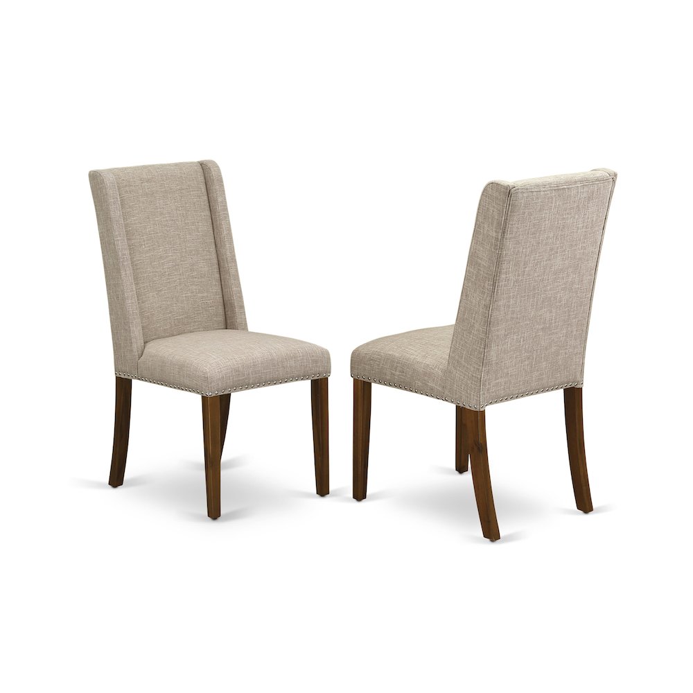 7-Piece Dining Room Set A Dinning Table, 6 Light Tan Linen Fabric Dining Chairs