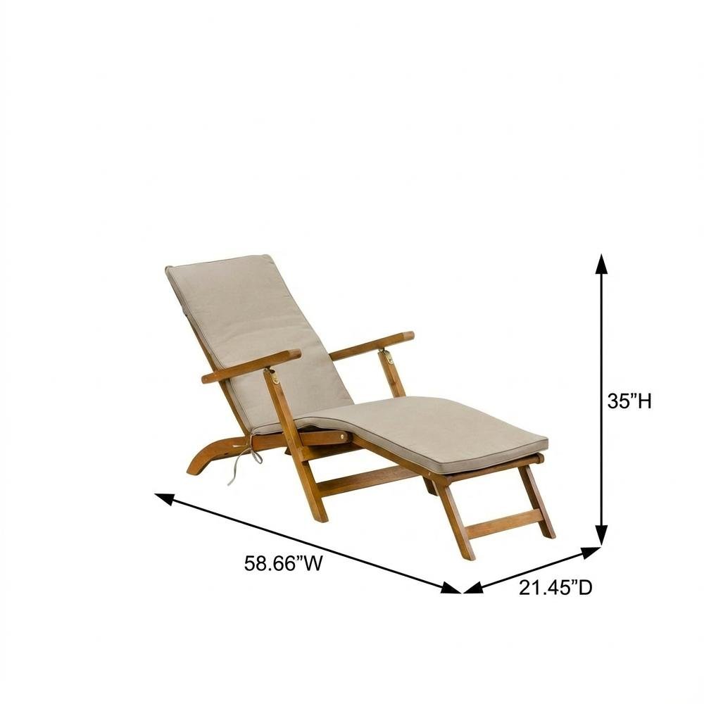 Oil-Finish Outdoor Lounge Chair with Acacia Wood Frame, Modern Design for Deck