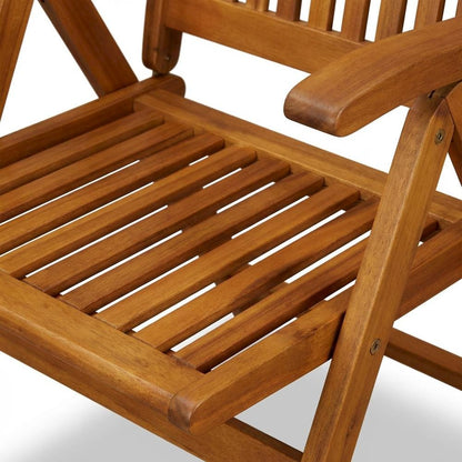 Wooden Patio Chair, Oil Finish Set of 2 - Durable Frame and Comfortable Seating
