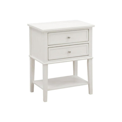 Small Nightstand, 2 Wooden Drawers in Brushed Butter Cream Finish for Bedroom