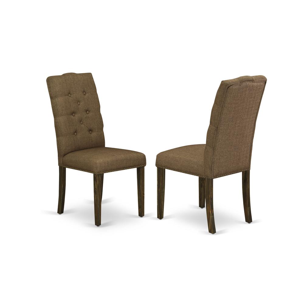 East West Furniture V726EL718-7 - 7-Piece Small Dining Table Set - 6 Dining Room Chairs and a Rectangular Dining Table Solid Wood Frame