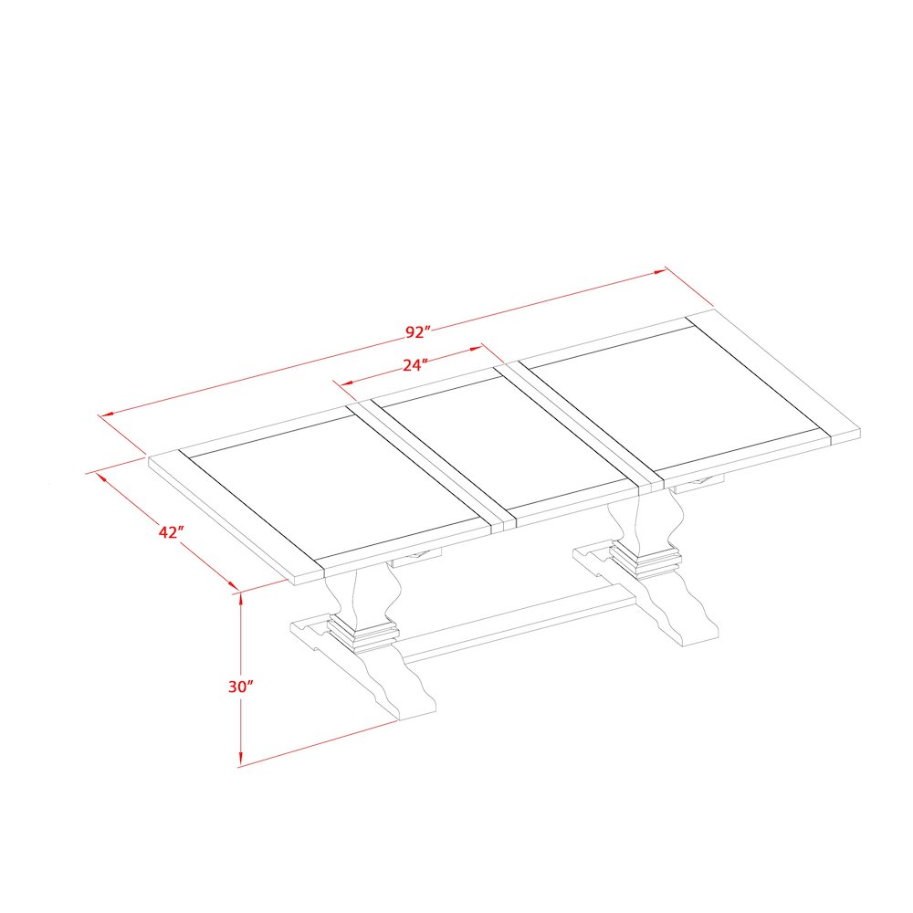 5 Piece Dining Room Table Set Includes a Rectangle Kitchen Table with Removable Leaf and 4 Blue Linen Fabric Parsons Dining Chairs, 42x92 Inch, Jacobean