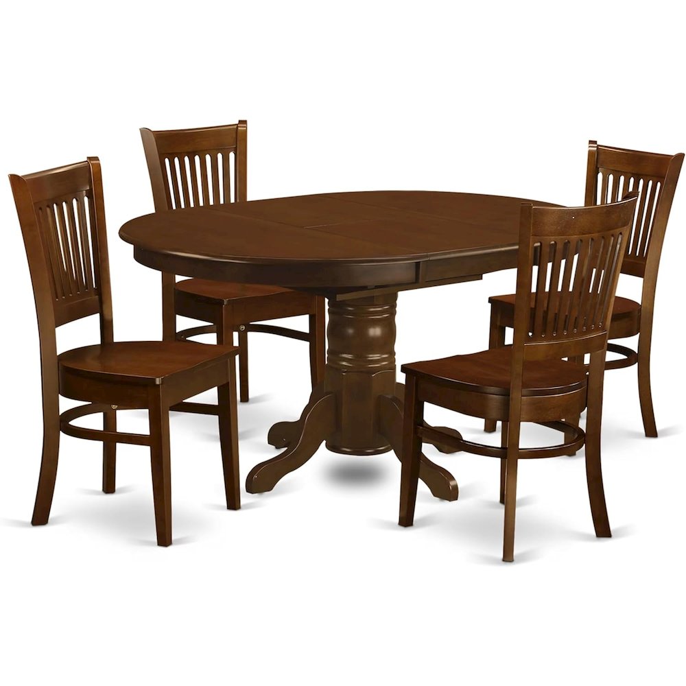 Solid Wood 5 Pc Dining Table Set with 4 Chairs, Brown Kitchen Seating