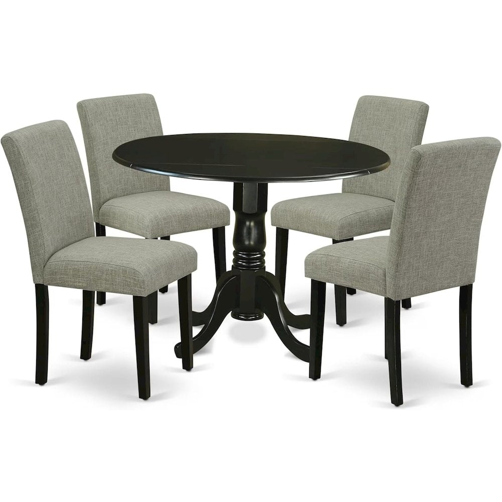 Black Round Dining Table Set for 4 – Kitchen Table Chairs Set of 4 Wood