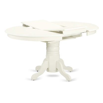 East-West Furniture AVVE7-LWH-15 - A dinette set of 6 wonderful kitchen dining chairs with Linen Fabric Baby Blue color and a wonderful 18" butterfly leaf oval dining room table with Linen White color