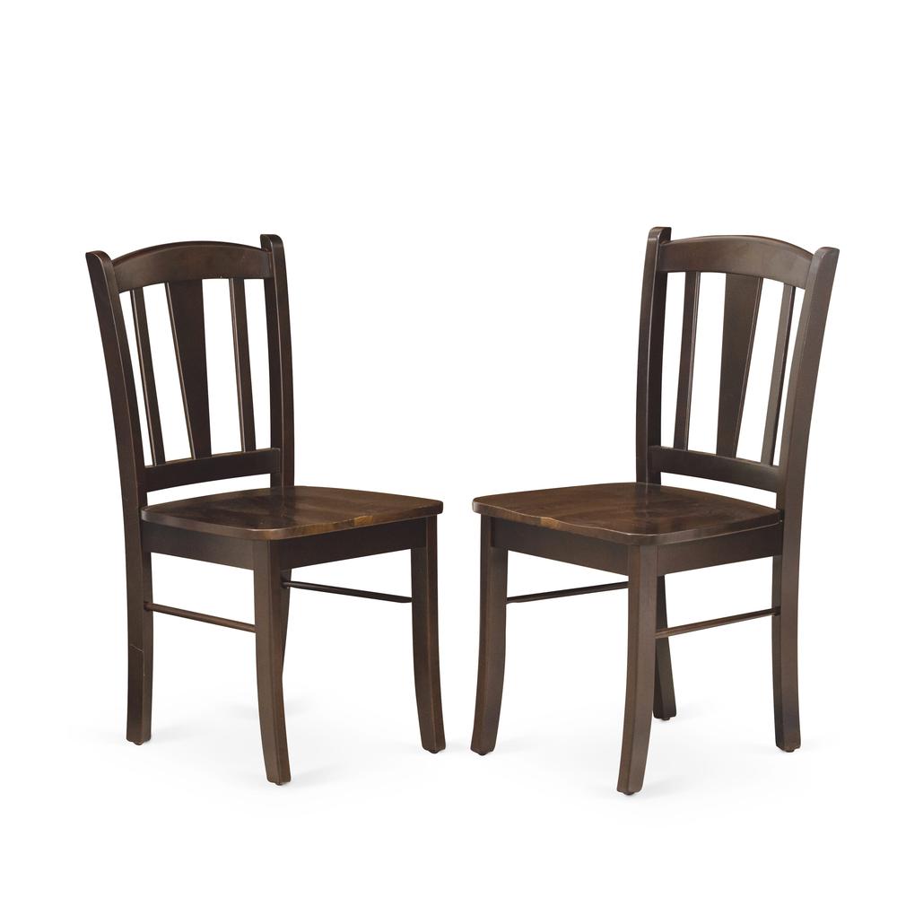 AMDL5-MAH-W - 5-Piece Modern Dining Set- 4 Dining Chair and Wood Dining Table - Wooden Seat and Slatted Chair Back - Mahogany Finish
