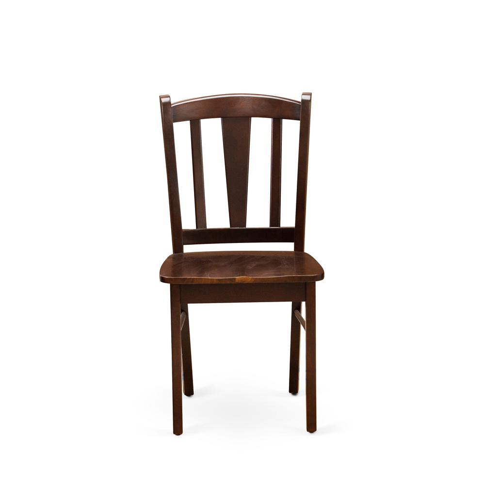 AMDL5-MAH-W - 5-Piece Modern Dining Set- 4 Dining Chair and Wood Dining Table - Wooden Seat and Slatted Chair Back - Mahogany Finish