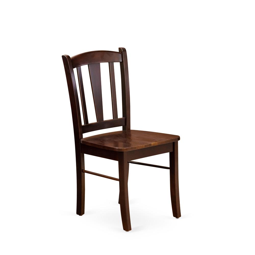 AMDL5-MAH-W - 5-Piece Modern Dining Set- 4 Dining Chair and Wood Dining Table - Wooden Seat and Slatted Chair Back - Mahogany Finish