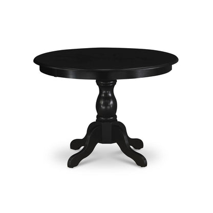 East West Furniture HBSI5-ABK-48 5 Piece Kitchen Dining Table Set - Black Wood Table and 4 Coffee Linen Fabric Dining Chairs Button Tufted Back with Nail Heads - Wire Brushed Black Finish