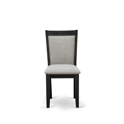 V676MZ606-5 5 Piece Kitchen Table Set - Distressed Jacobean Dining Room Table with 4 Shitake Chairs - Wire Brushed Black Finish