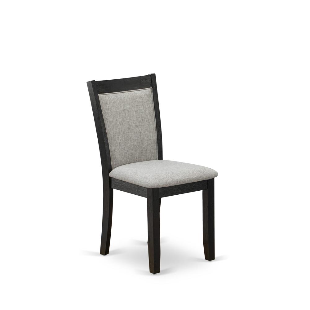 V676MZ606-5 5 Piece Kitchen Table Set - Distressed Jacobean Dining Room Table with 4 Shitake Chairs - Wire Brushed Black Finish