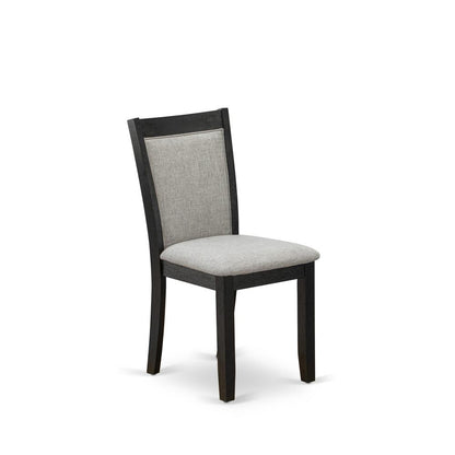 V676MZ606-5 5 Piece Kitchen Table Set - Distressed Jacobean Dining Room Table with 4 Shitake Chairs - Wire Brushed Black Finish