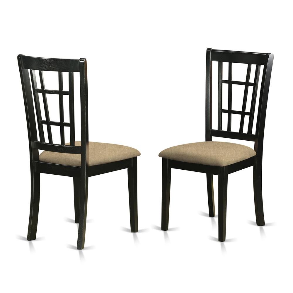 WENI5-BCH-C 5 Pc Dinette set with a Dining Table and 4 Linen Kitchen Chairs in Black