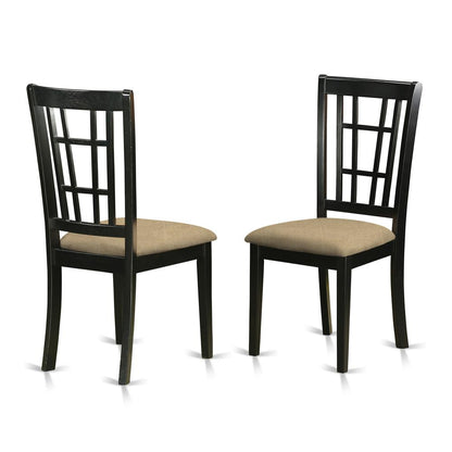 WENI5-BCH-C 5 Pc Dinette set with a Dining Table and 4 Linen Kitchen Chairs in Black