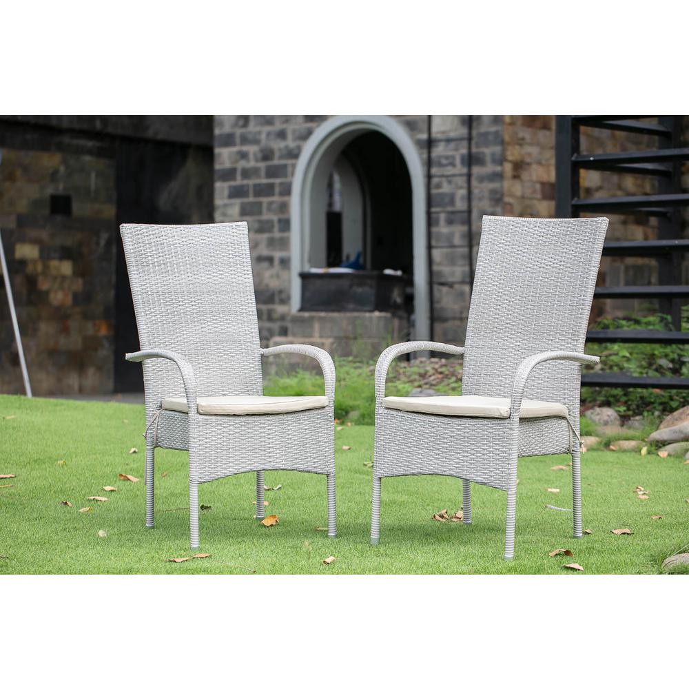 Wicker Patio Chair Natural Linen, OSLC103A