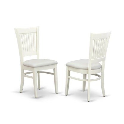 East West Furniture - HLVA5-LWH-C - 5-Pc Dining Room Table Set- 4 Dining Chairs and Modern Kitchen Table - Linen Fabric Seat and Slatted Chair Back - Linen White Finish