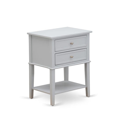 NL19K-2VL14 3 Piece King Bedroom Set - 1 Wood Bed White Velvet Fabric Headboard and 2 Night Stands - Urban Gray Finish Nightstand