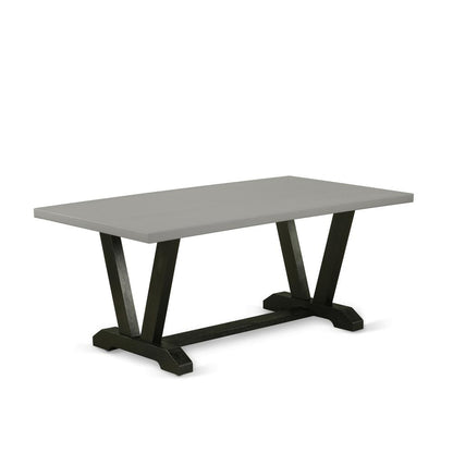 East West Furniture 9-Piece Kitchen Table Set Includes 8 Modern Chairs with Upholstered Seat and High Back and a Rectangular Modern Rectangular Dining Table - Black Finish