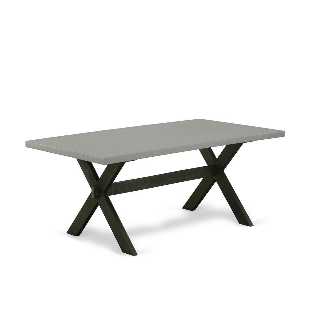 East West Furniture 9-Piece kitchen dining table set Includes 8 Parson dining chairs with Upholstered Seat and High Back and a Rectangular Dinner Table - Black Finish