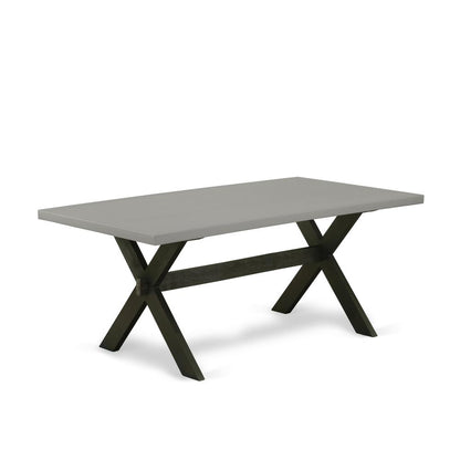 East West Furniture 9-Piece kitchen dining table set Includes 8 Parson dining chairs with Upholstered Seat and High Back and a Rectangular Dinner Table - Black Finish