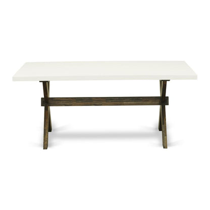 X727MZ748-9 9 Pc Innovative Dining Set - A Kitchen Table with Trestle Base and 8 Coffee Dining Chairs - Distressed Jacobean Finish