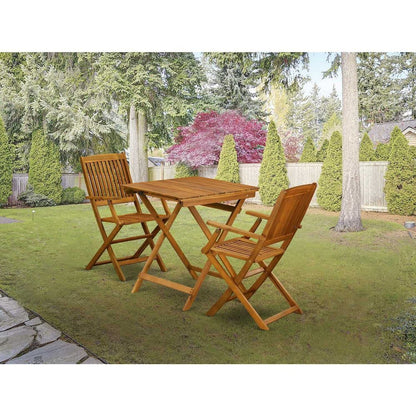 SECM3CANA 3-Piece Outdoor Dining Table Set Includes a Wooden Patio Table and 2 Outdoor Patio Chairs - Natural Oil Finish