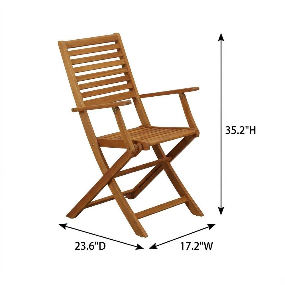 Wooden Patio Chair Set of 2, Oil-Finish, Durable Outdoor Seating