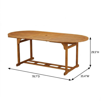 Wooden Patio Set Oil Finish Dining Table with 4 Matching Outdoor Side Chairs