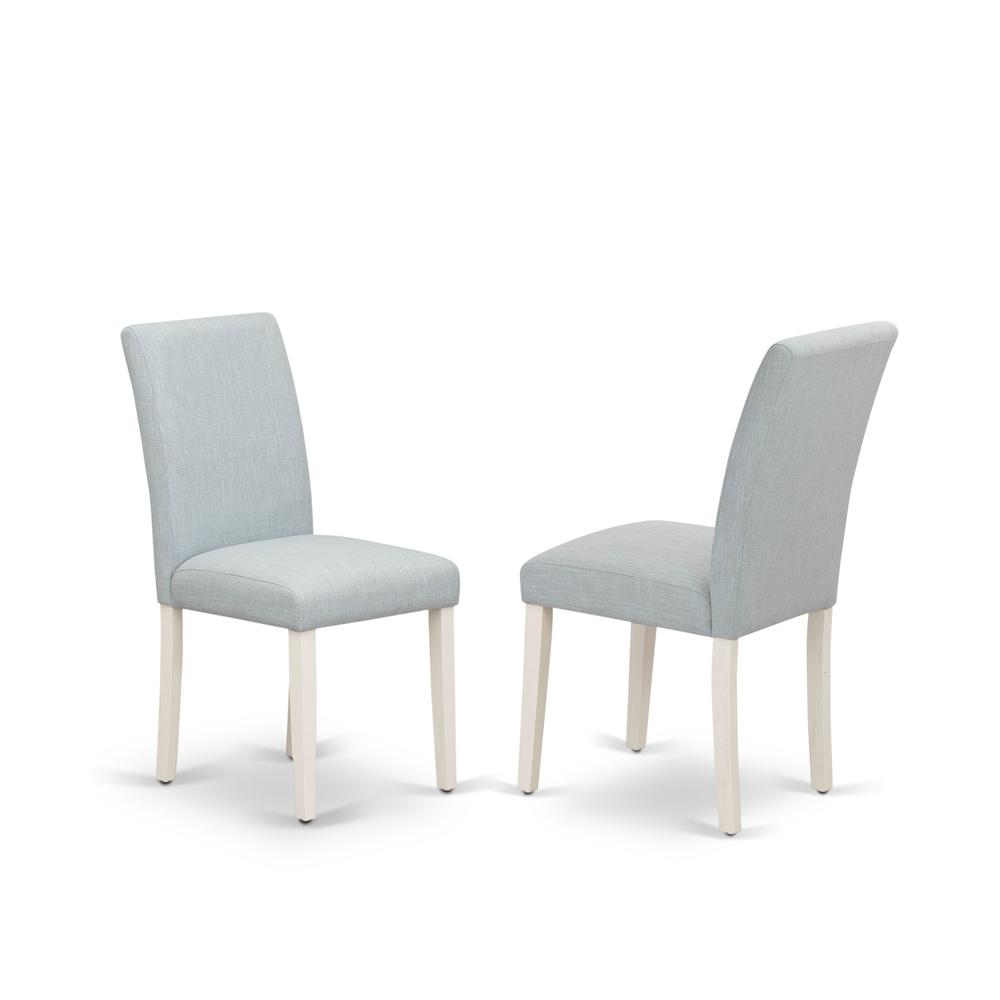 East West Furniture 7-Pc kitchen dining table set Includes 6 Dining Chairs with Upholstered Seat and High Back and a Rectangular Modern Kitchen Table - Linen White Finish