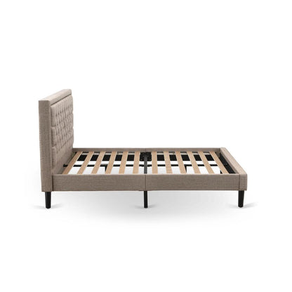 KD16Q-2VL0C 3 Piece Bed Set - Queen Bed Dark Khaki Headboard with 2 Modern Nightstand - Black Finish Legs